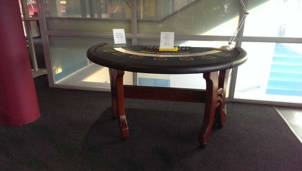 The table in use at a fun casino event