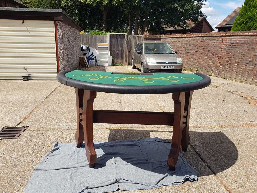 A front view of the blackjack table