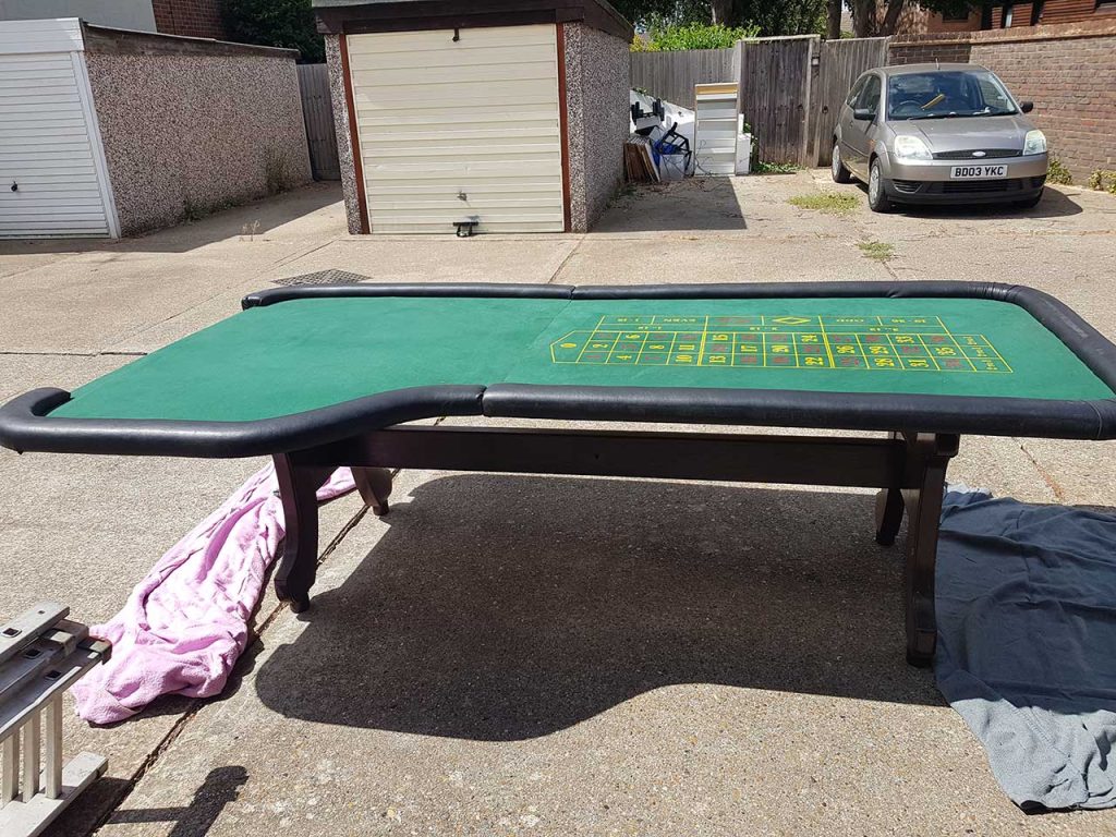 A side-on view of the roulette table